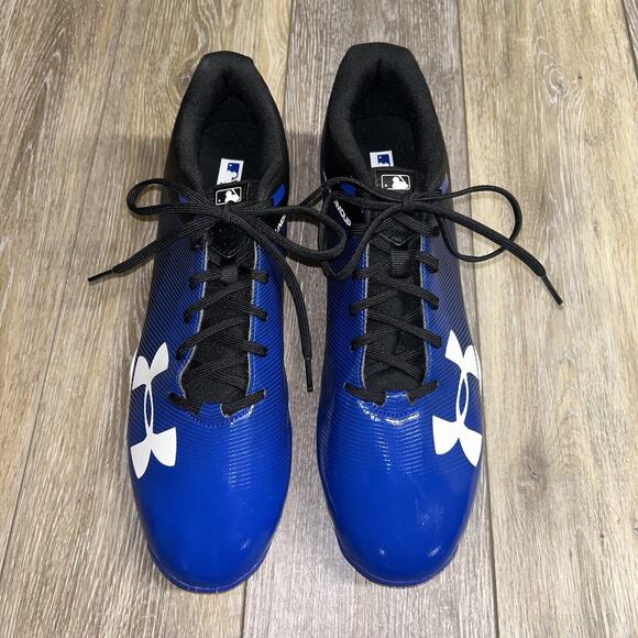 Under Armour Mens Size 13 Baseball Cleats 1297317-001 Blue Black Sneaker Shoes - Picture 4 of 11